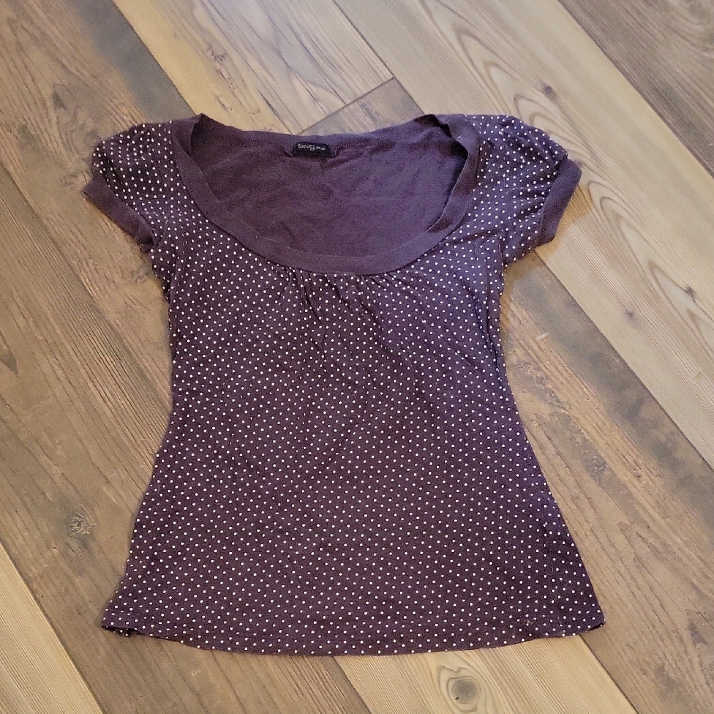 Forever 21 Purple Polka Dot Short Sleeve Top